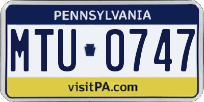 PA license plate MTU0747
