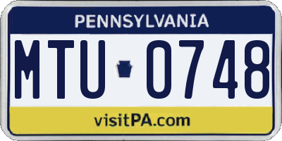 PA license plate MTU0748