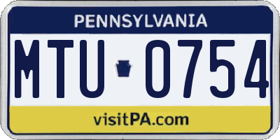 PA license plate MTU0754