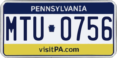 PA license plate MTU0756