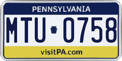 PA license plate MTU0758