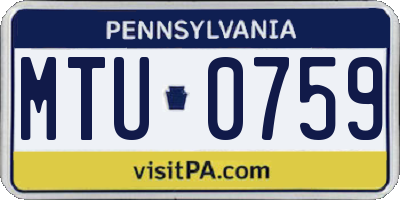 PA license plate MTU0759