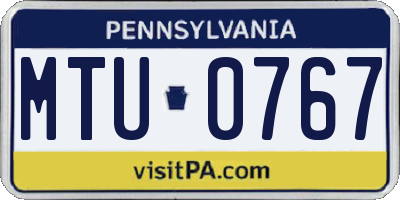 PA license plate MTU0767