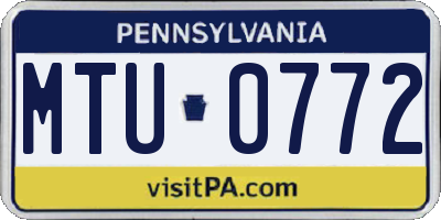 PA license plate MTU0772
