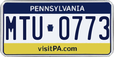 PA license plate MTU0773