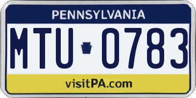 PA license plate MTU0783