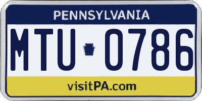PA license plate MTU0786