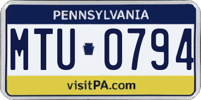 PA license plate MTU0794