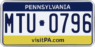 PA license plate MTU0796