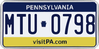PA license plate MTU0798