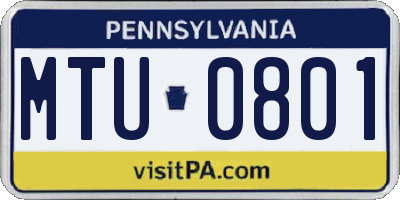 PA license plate MTU0801