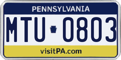 PA license plate MTU0803