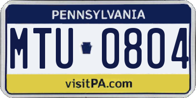 PA license plate MTU0804