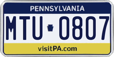PA license plate MTU0807