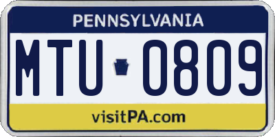 PA license plate MTU0809