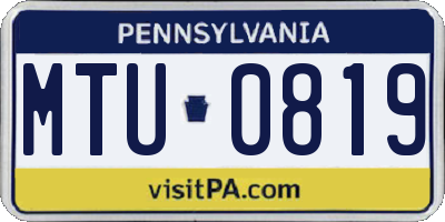 PA license plate MTU0819