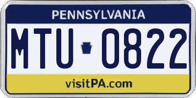 PA license plate MTU0822