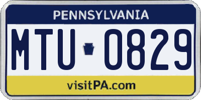 PA license plate MTU0829
