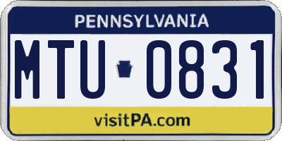 PA license plate MTU0831