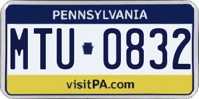 PA license plate MTU0832