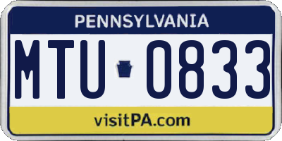 PA license plate MTU0833
