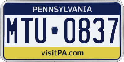 PA license plate MTU0837