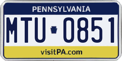 PA license plate MTU0851