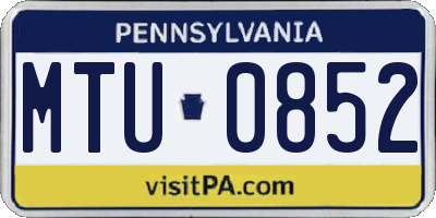 PA license plate MTU0852