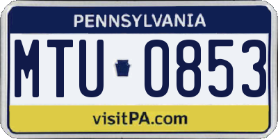 PA license plate MTU0853