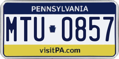 PA license plate MTU0857