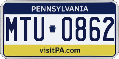 PA license plate MTU0862