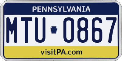 PA license plate MTU0867