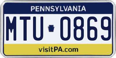PA license plate MTU0869
