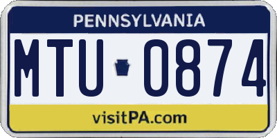 PA license plate MTU0874