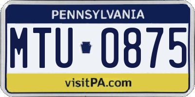 PA license plate MTU0875