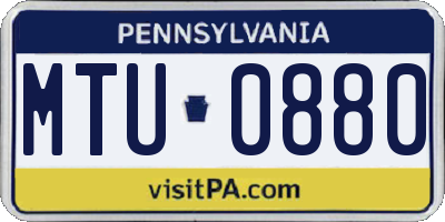 PA license plate MTU0880