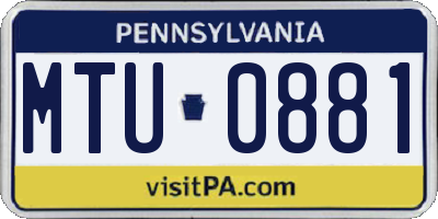 PA license plate MTU0881