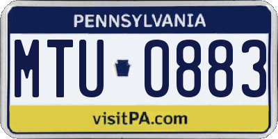 PA license plate MTU0883