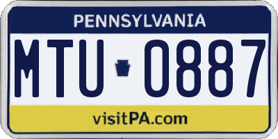 PA license plate MTU0887