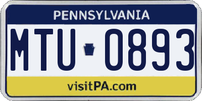 PA license plate MTU0893