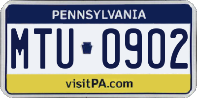 PA license plate MTU0902