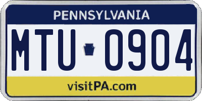 PA license plate MTU0904