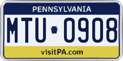 PA license plate MTU0908