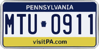 PA license plate MTU0911