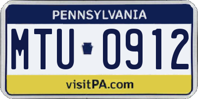 PA license plate MTU0912