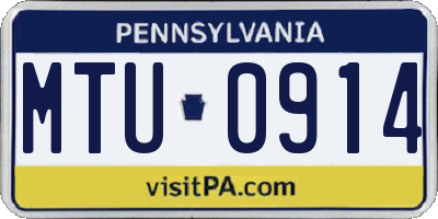 PA license plate MTU0914