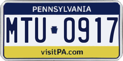 PA license plate MTU0917