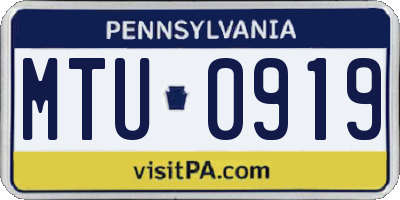 PA license plate MTU0919