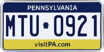 PA license plate MTU0921