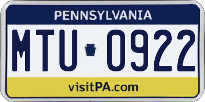 PA license plate MTU0922